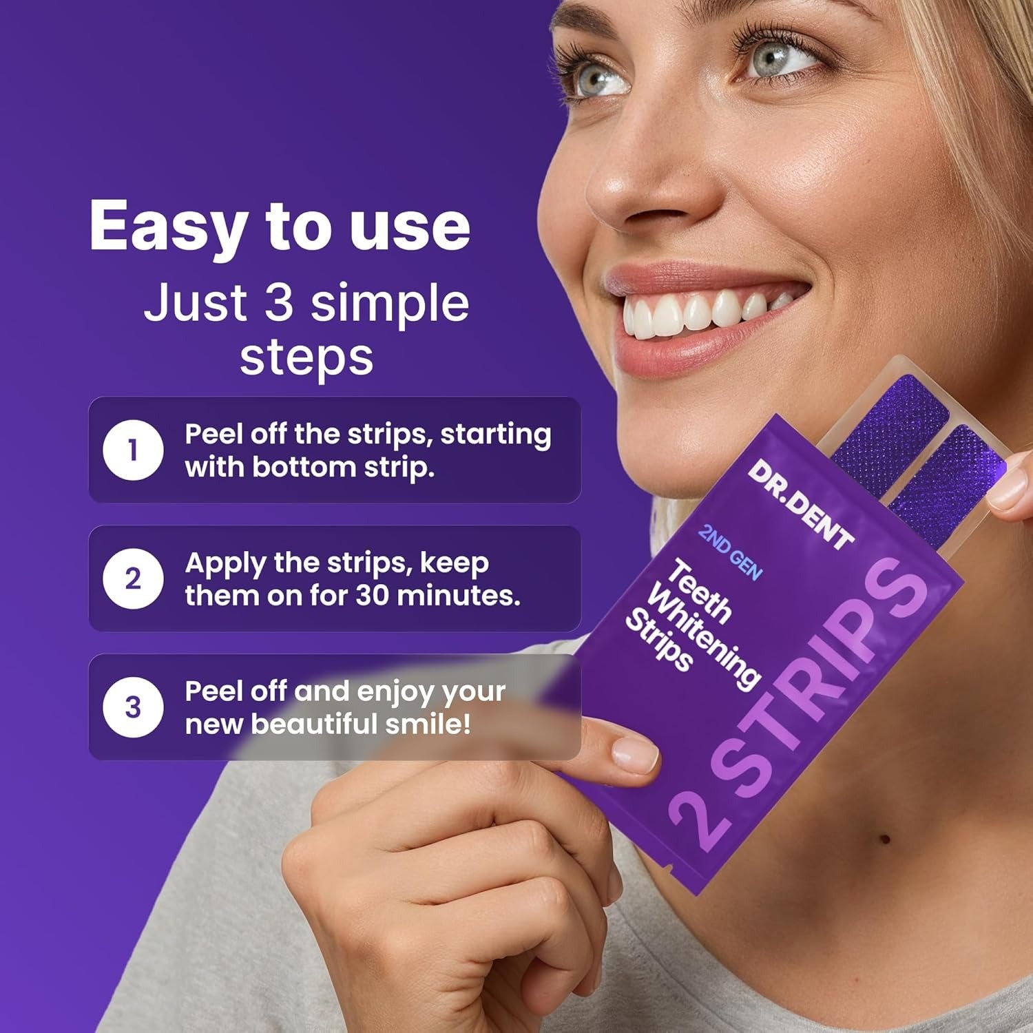 Dr.Dent Purple Teeth Whitening Strips ( 2nd Generation - Advanced Technology )